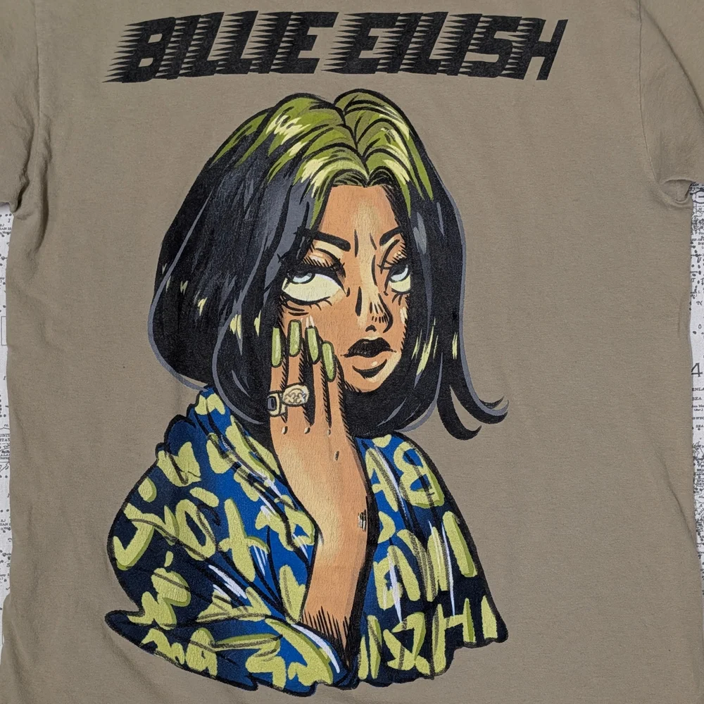 Billie Eilish Anime Portrait Graphic Tee in Tan Size Medium - Picture 3 of 4